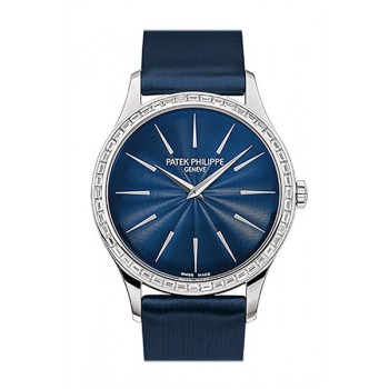Replik Patek Philippe Calatrava Nachtblaues Zifferblatt 33 mm Damenuhr mit Handaufzug 4897/300G