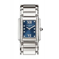 Replik Patek Philippe Twenty Four Blaues Zifferblatt 30 mm Damenuhr 4910/10A-012