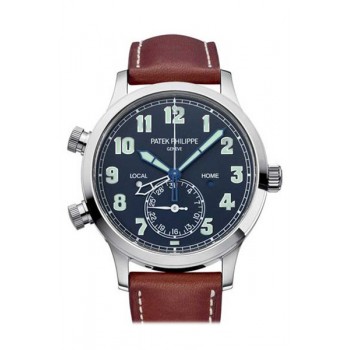 Replik Patek Philippe Calatrava Pilot Travel Time Blaues Zifferblatt 5524G-001