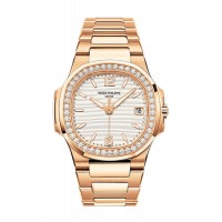 Replik Patek Philippe Nautilus Damenuhr 7010/01R-0 aus 18 Karat Roségold mit Diamanten