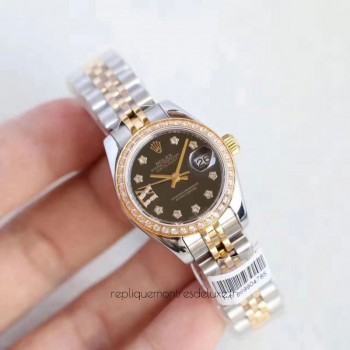 Replik-Uhr Rolex Lady Datejust 28 279383RBR 28MM Rostfreier Stahl & Gelbgold Schwarzes Zifferblatt Replik-Uhr Rolex Lady Datejust 28 279383RBR 28MM Rostfreier Stahl & Gelbgold Schwarzes Zifferblatt