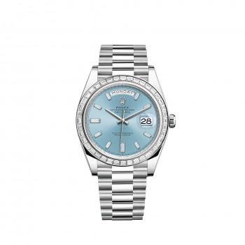 Replik uhr Rolex Day-Date 40 Platinum ice blue diamond-set dial And bezel m228396tbr-0002