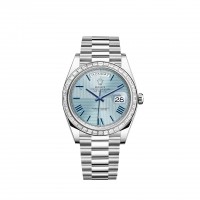 Replik uhr Rolex Day-Date 40 Platinum ice blue quadrant-motif dial diamond-set bezel m228396tbr-0004
