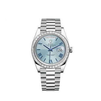 Replik uhr Rolex Day-Date 40 Platinum ice blue quadrant-motif dial diamond-set bezel m228396tbr-0004