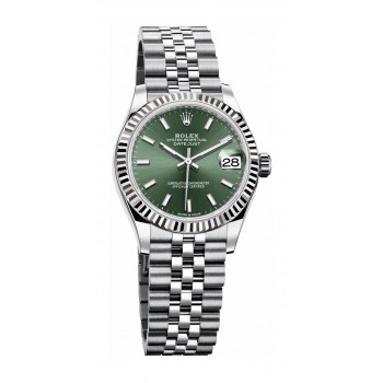 Replik uhr Rolex Datejust 31 Weiß Rolesor grünes Zifferblatt Jubilee bracelet m278274-0018
