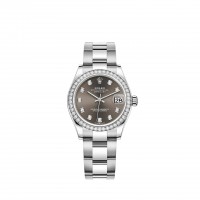 Replik uhr Rolex Datejust 31 Weiß Rolesor dunkelgraues Zifferblatt Oyster bracelet m278384rbr-0009