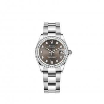 Replik uhr Rolex Datejust 31 Weiß Rolesor dunkelgraues Zifferblatt Oyster bracelet m278384rbr-0009