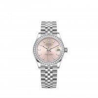 Replik uhr Rolex Datejust 31 Weiß Rolesor rosa Zifferblatt Jubilee bracelet m278384rbr-0018