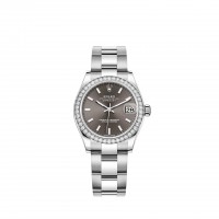 Replik uhr Rolex Datejust 31 Weiß Rolesor dunkelgraues Zifferblatt Oyster bracelet m278384rbr-0019