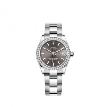 Replik uhr Rolex Datejust 31 Weiß Rolesor dunkelgraues Zifferblatt Oyster bracelet m278384rbr-0019