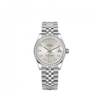 Replik uhr Rolex Datejust 31 Weiß Rolesor silver diamond-set dial Jubilee bracelet m278384rbr-0034