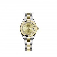 Replik uhr Rolex Lady-Datejust gelb Rolesor champagne-colour dial Oyster bracelet m279163-0002
