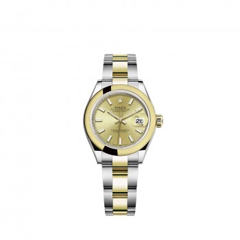 Replik uhr Rolex Lady-Datejust gelb Rolesor champagne-colour dial Oyster bracelet m279163-0002