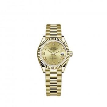 Replik uhr Rolex Lady-Datejust 18 ct gelbes Gold champagne-colour dial President bracelet m279178-0022