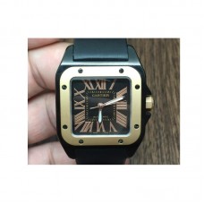 Replik-Uhr Cartier Santos 100 33MM PVD Schwarzes Zifferblatt