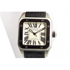 Replik-Uhr Cartier Santos 100 Midsize Rostfreier Stahl WeiBes Zifferblatt