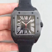 Replik-Uhr Cartier Santos 100 XL WSSA0006 Schwarz PVD Schwarzes Zifferblatt
