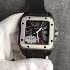 Replik-Uhr Cartier Santos 100 XL WSSA0006 PVD & Rostfreier Stahl Schwarzes Zifferblatt