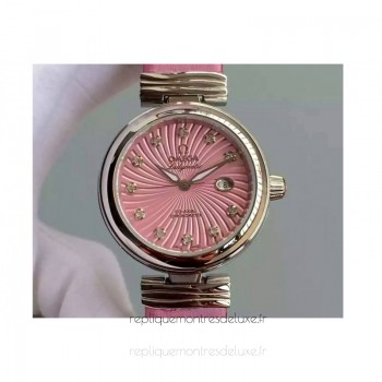 Replik-Uhr Omega De Ville Ladymatic Rostfreier Stahl Pinkes Zifferblatt 