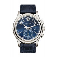 Replik PATEK PHILIPPE Komplikationen Blaues Zifferblatt Jahreskalender Platin Herrenuhr 5905P-001