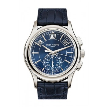 Replik PATEK PHILIPPE Komplikationen Blaues Zifferblatt Jahreskalender Platin Herrenuhr 5905P-001