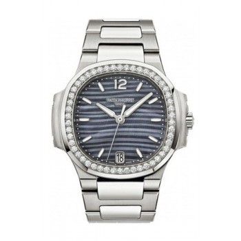 Replik Patek Philippe Nautilus Blue Pearl Zifferblatt Damen Diamant 7018/1A-010