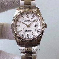 Replik-Uhr Rolex Datejust II 116334 41MM Rostfreier Stahl WeiBes Zifferblatt