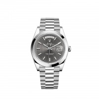 Replik uhr Rolex Day-Date 40 Platinum stripe-motif dial Smooth bezel m228206-0011