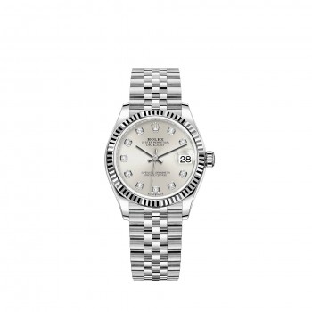 Replik uhr Rolex Datejust 31 Weiß Rolesor diamond-set dial Jubilee bracelet m278274-0030