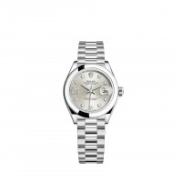 Replik uhr Rolex Lady-Datejust Platinum silver diamond-set dial President bracelet m279166-0001