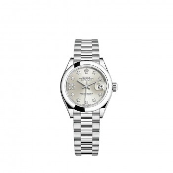 Replik uhr Rolex Lady-Datejust Platinum silver diamond-set dial President bracelet m279166-0001